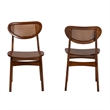 Pemberly Row Walnut Brown Wood and Rattan 2-Piece Dining Chair Set
