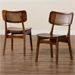 Pemberly Row Walnut Brown Wood and Rattan 2-Piece Dining Chair Set