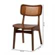 Pemberly Row Walnut Brown Wood and Rattan 2-Piece Dining Chair Set