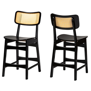 Pemberly Row 24&quot Wood Counter Stool in Dark Brown (Set of 2)