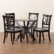 Pemberly Row 5-Piece Fabric/Wood Dining Set in Dark Brown/Gray