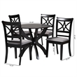 Pemberly Row 5-Piece Fabric/Wood Dining Set in Dark Brown/Gray
