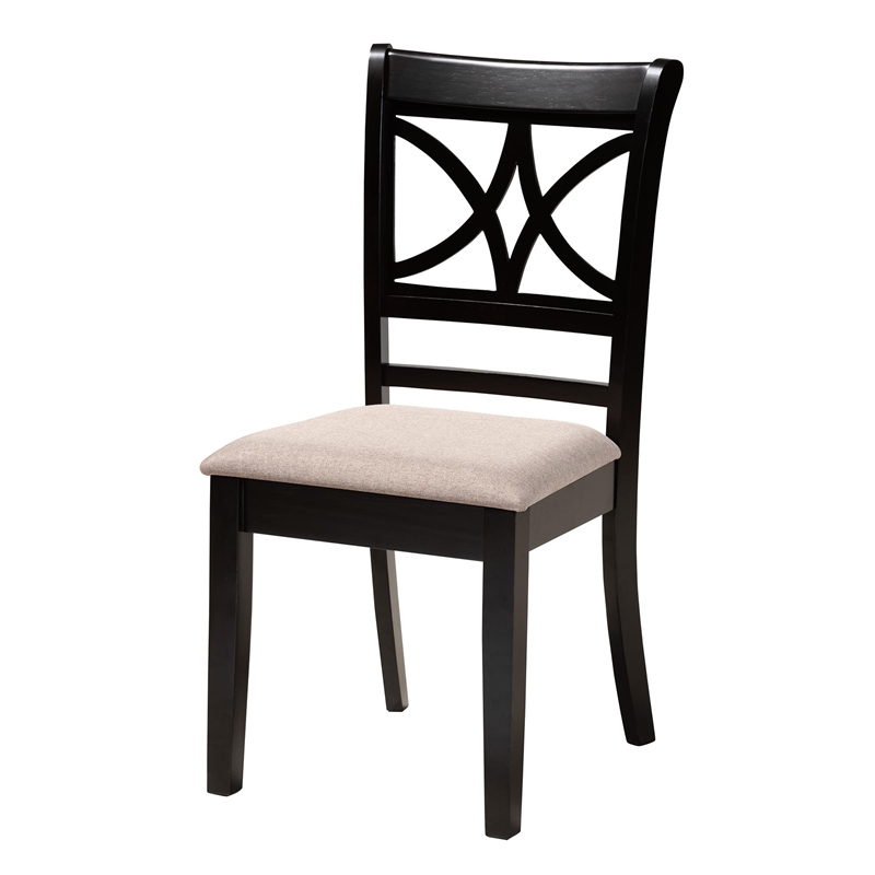 Pemberly Row 5-Piece Fabric/Wood Dining Set in Beige/Dark Brown