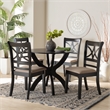 Pemberly Row 5-Piece Fabric/Wood Dining Set in Beige/Dark Brown