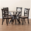 Pemberly Row 5-Piece Fabric/Wood Dining Set in Beige/Dark Brown