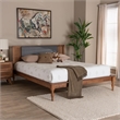 Pemberly Row Fabric/Wood Full Size Platform Bed in Dark Gray/Brown