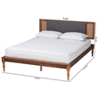 Pemberly Row Fabric/Wood Full Size Platform Bed in Dark Gray/Brown