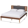 Pemberly Row Fabric/Wood Queen Size Platform Bed in Dark Gray/Brown