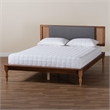 Pemberly Row Fabric/Wood King Size Platform Bed in Dark Gray/Brown