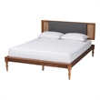 Pemberly Row Fabric/Wood King Size Platform Bed in Dark Gray/Brown