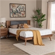 Pemberly Row Fabric/Wood Full Size Platform Bed in Dark Gray/Brown