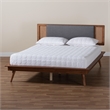 Pemberly Row Fabric/Wood Full Size Platform Bed in Dark Gray/Brown