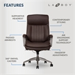 Pemberly Row Modern Faux Leather Executive Office Chair in Brown