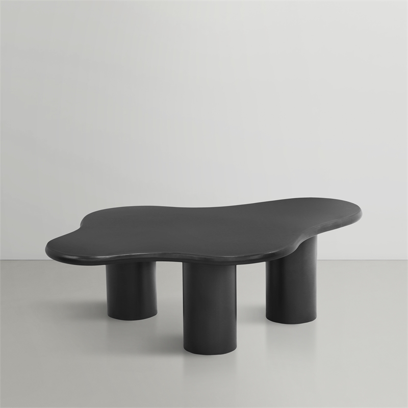 Pemberly Row Contemporary Metal Coffee Table in Matte Black Finish