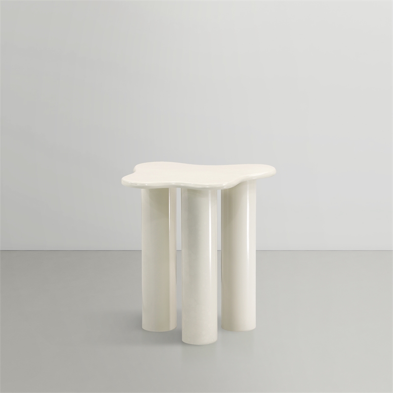 Pemberly Row Modern / Contemporary Metal End Table in Cream Finish