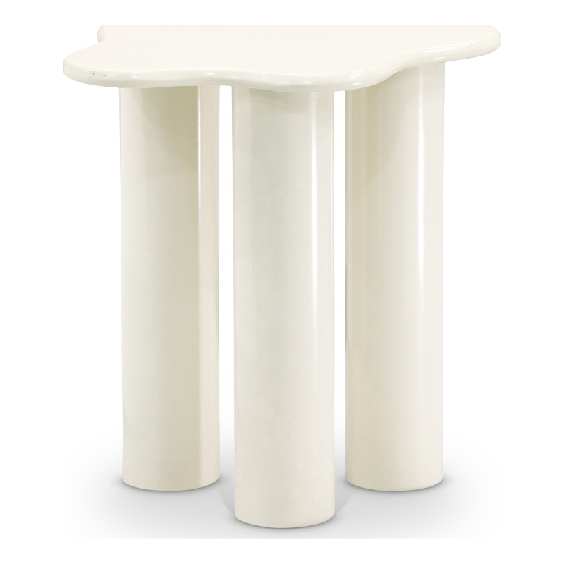 Pemberly Row Modern / Contemporary Metal End Table in Cream Finish