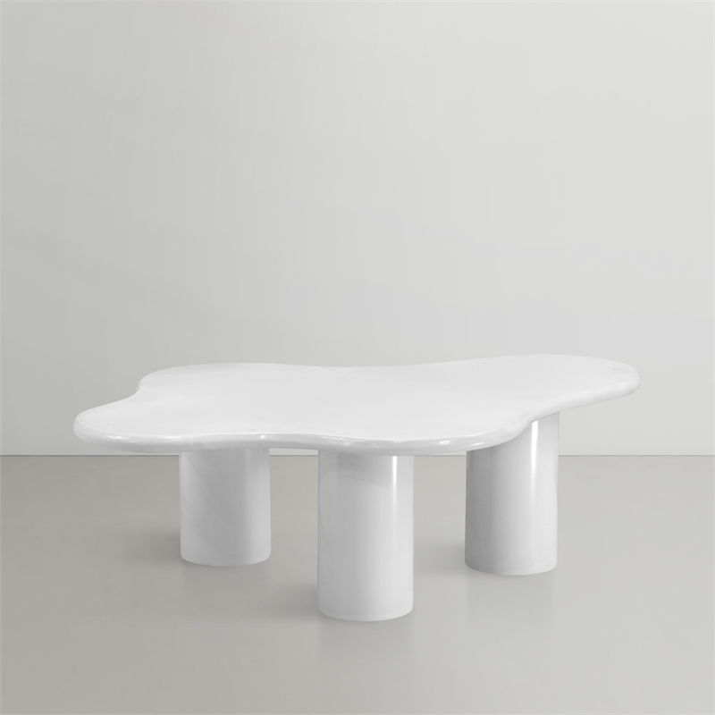 Pemberly Row Contemporary Metal Coffee Table in White Finish
