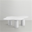 Pemberly Row Contemporary Metal Coffee Table in White Finish