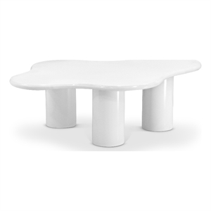 Pemberly Row Contemporary Metal Coffee Table in White Finish