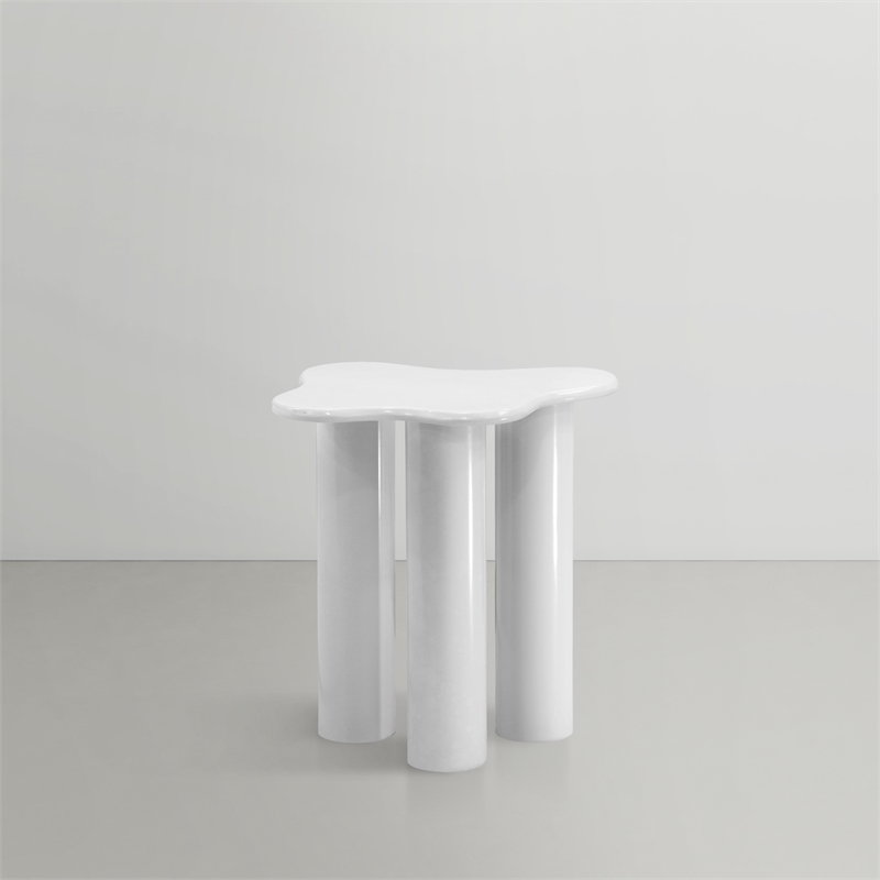 Pemberly Row Contemporary Iron Metal End Table in White Finish
