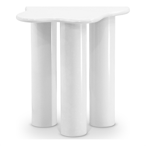 Pemberly Row Contemporary Iron Metal End Table in White Finish