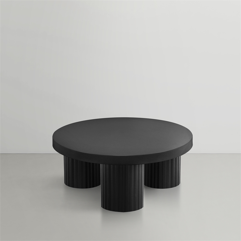 Pemberly Row Contemporary Metal Coffee Table in Black Finish