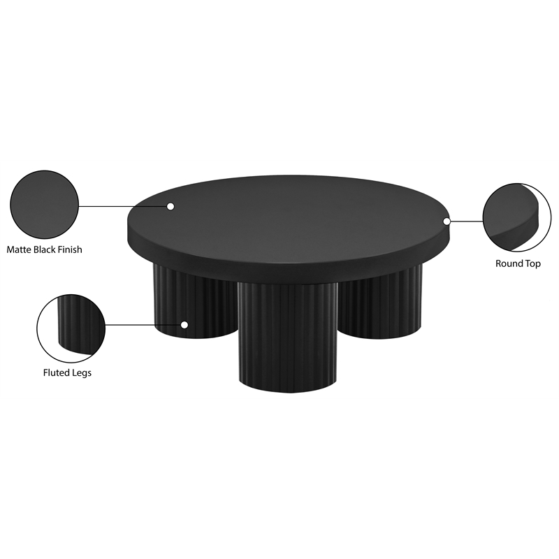 Pemberly Row Contemporary Metal Coffee Table in Black Finish