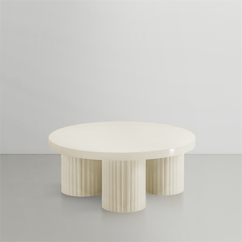 Pemberly Row Contemporary Metal Coffee Table in Cream Finish