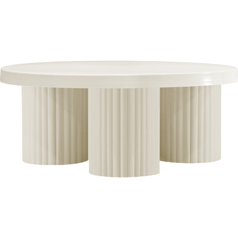 Pemberly Row Contemporary Metal Coffee Table in Cream Finish