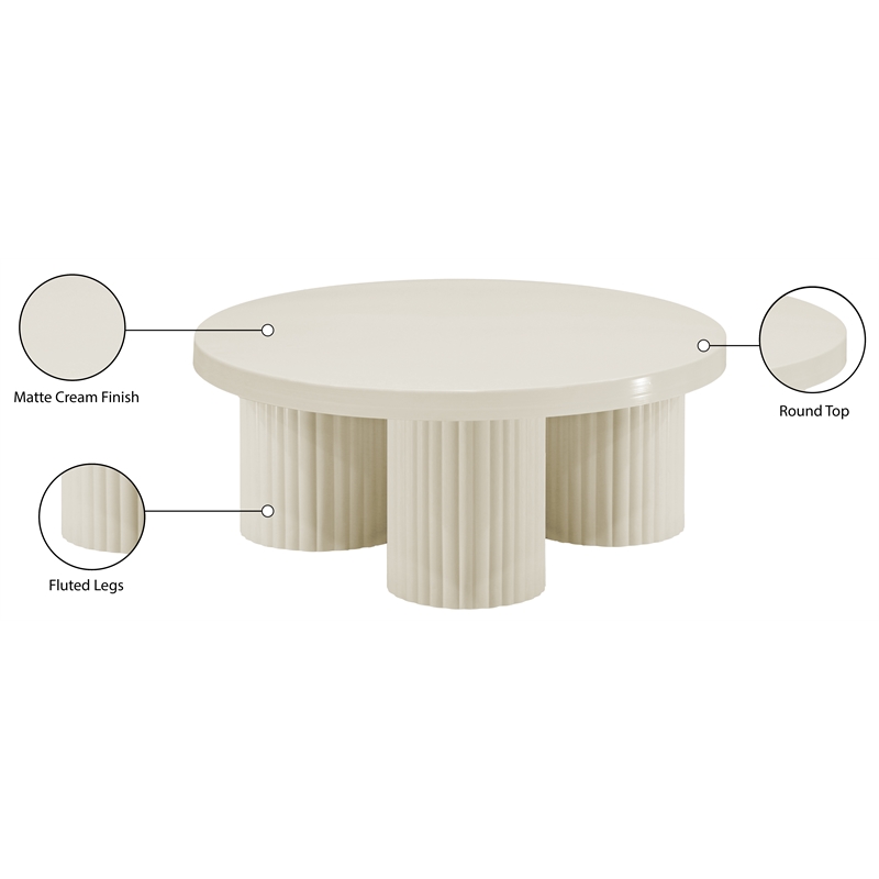 Pemberly Row Contemporary Metal Coffee Table in Cream Finish