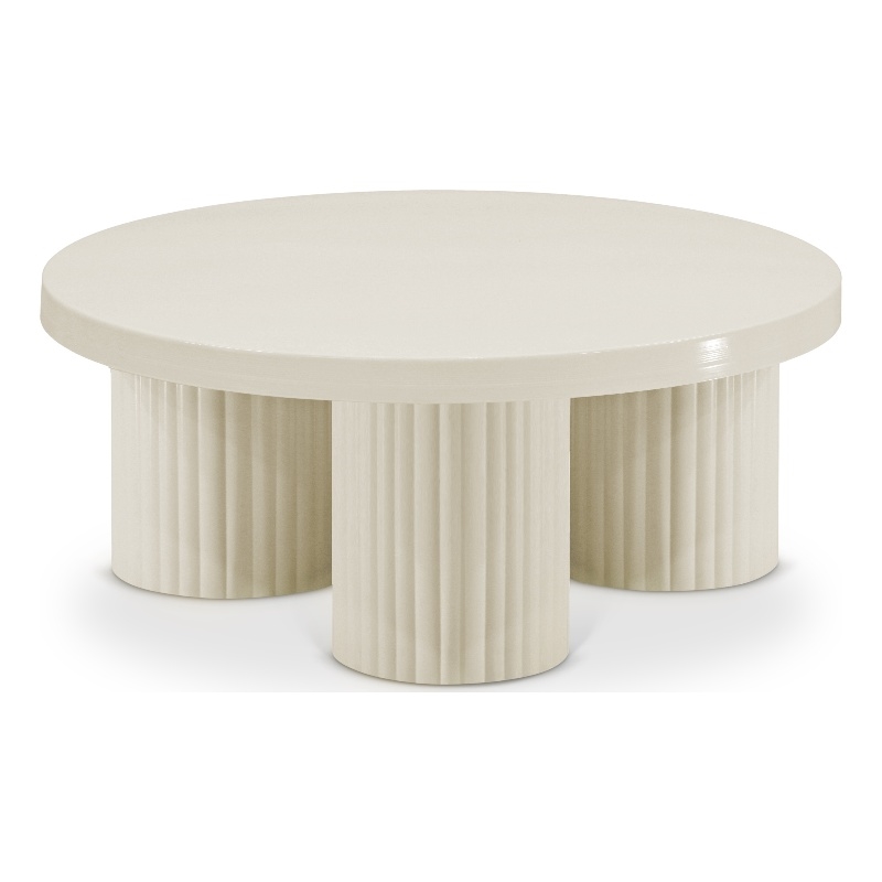 Pemberly Row Contemporary Metal Coffee Table in Cream Finish