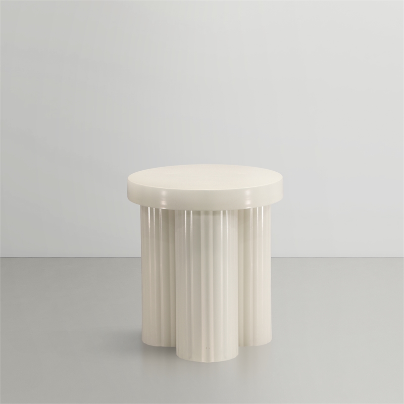 Pemberly Row Contemporary Iron Metal End Table in Cream Finish