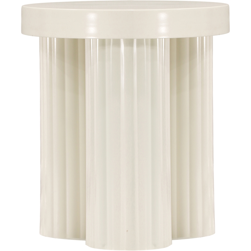 Pemberly Row Contemporary Iron Metal End Table in Cream Finish