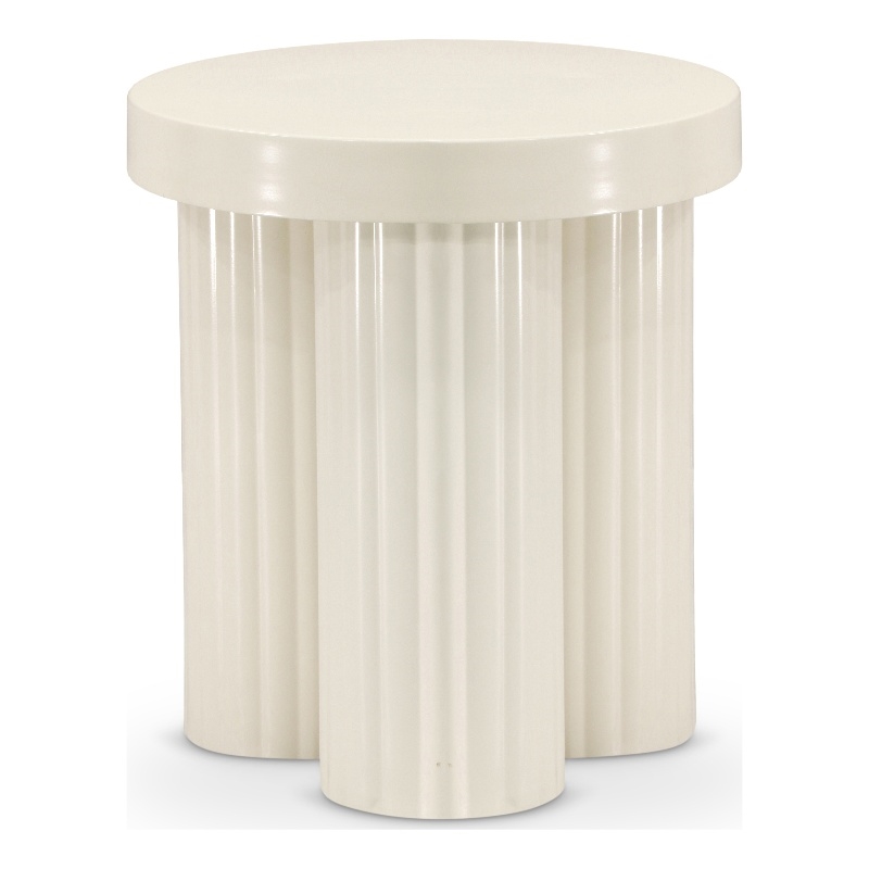 Pemberly Row Contemporary Iron Metal End Table in Cream Finish
