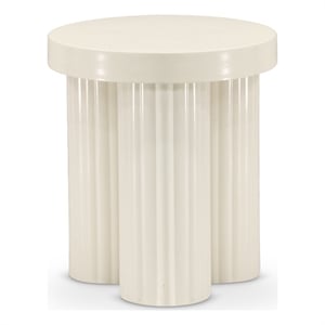 Pemberly Row Contemporary Iron Metal End Table in Cream Finish