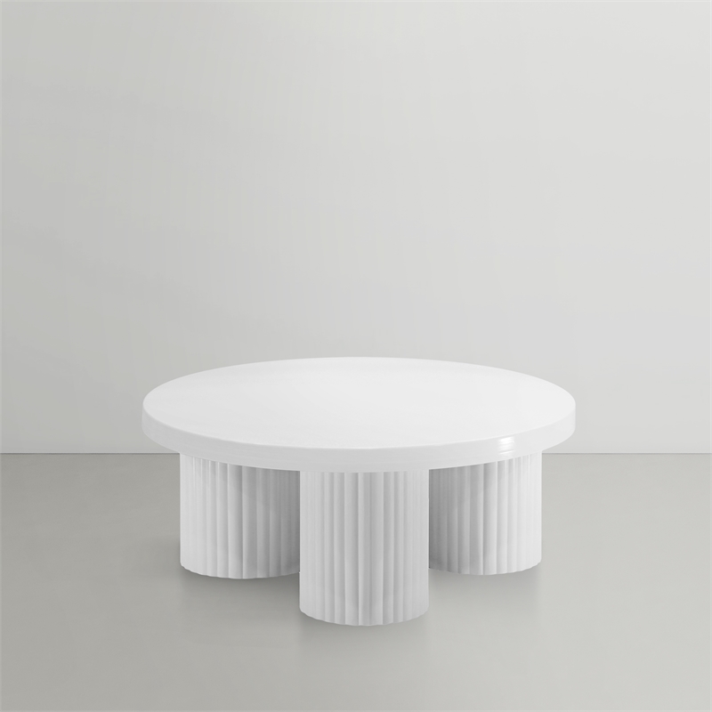 Pemberly Row Contemporary Metal Coffee Table in White Finish