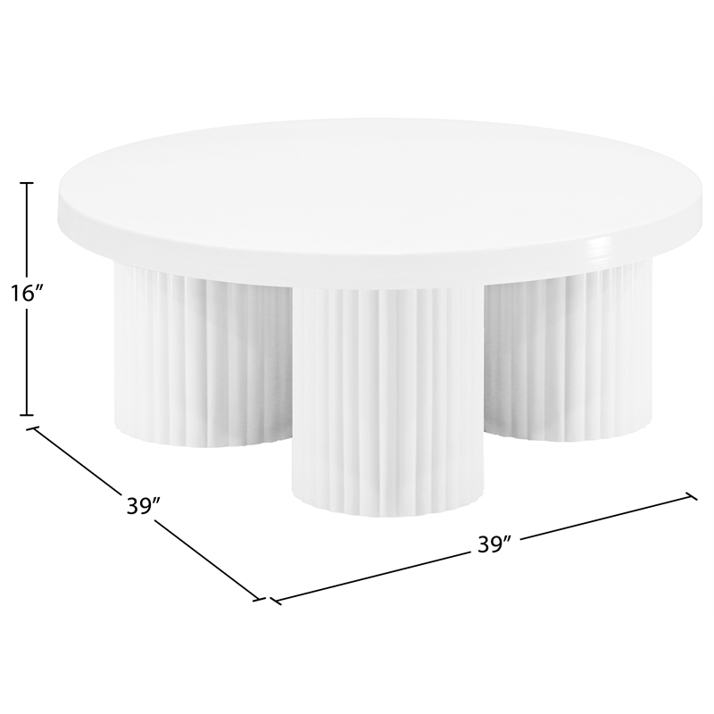 Pemberly Row Contemporary Metal Coffee Table in White Finish