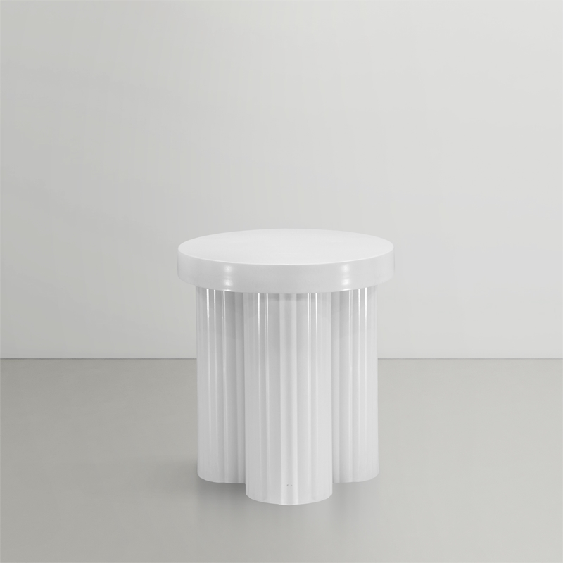 Pemberly Row Contemporay Iron Metal End Table in White Finish