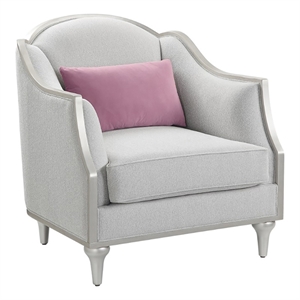 Pemberly Row Contemporary Fabric Chair with Accent Pillow in Beige