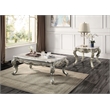 Pemberly Row Marble & Wood End Table in Natural/Antique Bronze