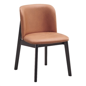 Pemberly Row 19&quot Fabric & Wood Side Chair in Camel/Black (Set of 2)