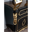 Pemberly Row Rectangular 4-Door Wood Console Table in Gold & Black