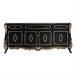 Pemberly Row Rectangular 4-Door Wood Console Table in Gold & Black