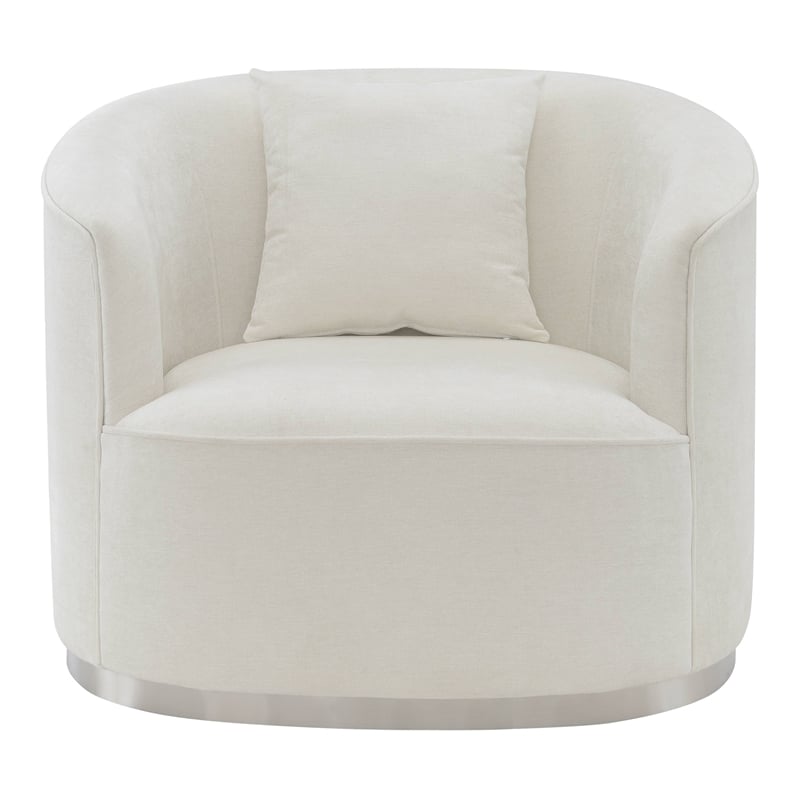 Pemberly Row Contemporary Upholstered Chair with 1 Pillow in Beige