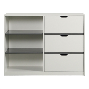 Pemberly Row 3-Drawer Contemporary Wood Cabinet in White/Gray