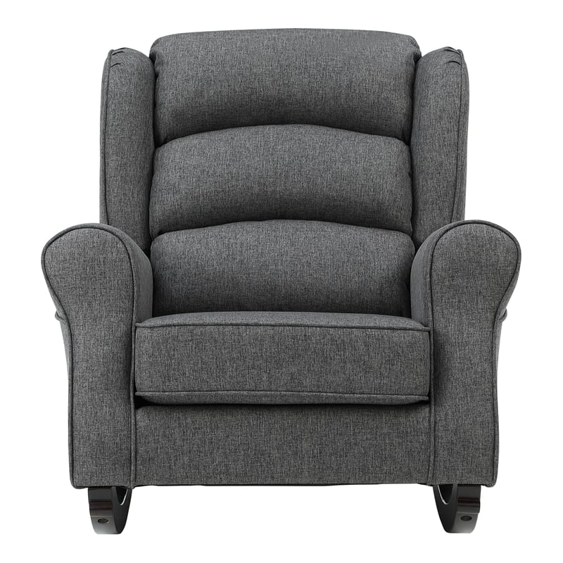 Pemberly Row Upholstered Fabric & Wood Rocking Chair in Gray