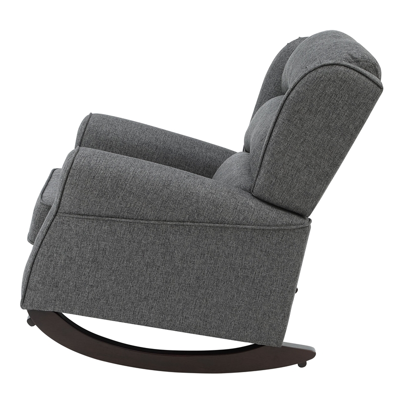 Pemberly Row Upholstered Fabric & Wood Rocking Chair in Gray