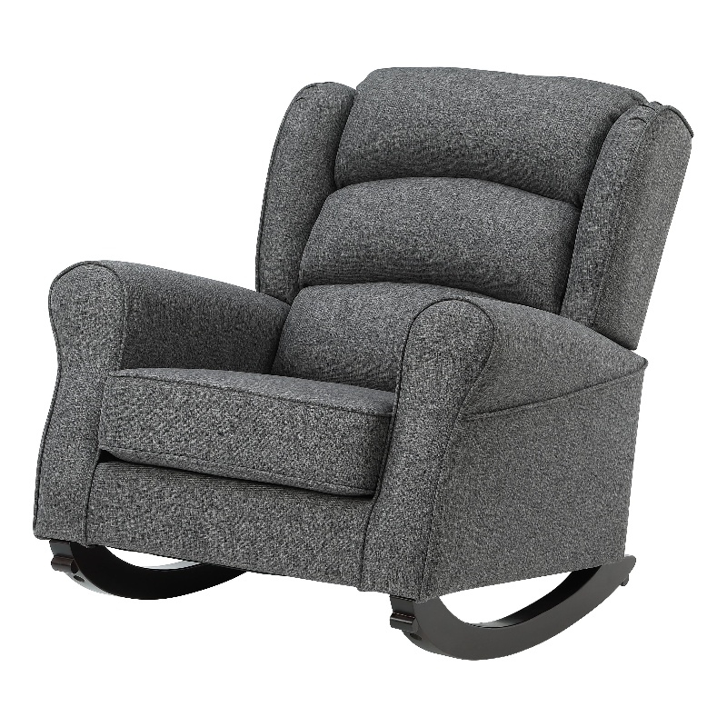 Pemberly Row Upholstered Fabric & Wood Rocking Chair in Gray