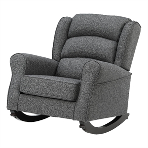 pemberly row upholstered fabric & wood rocking chair in gray