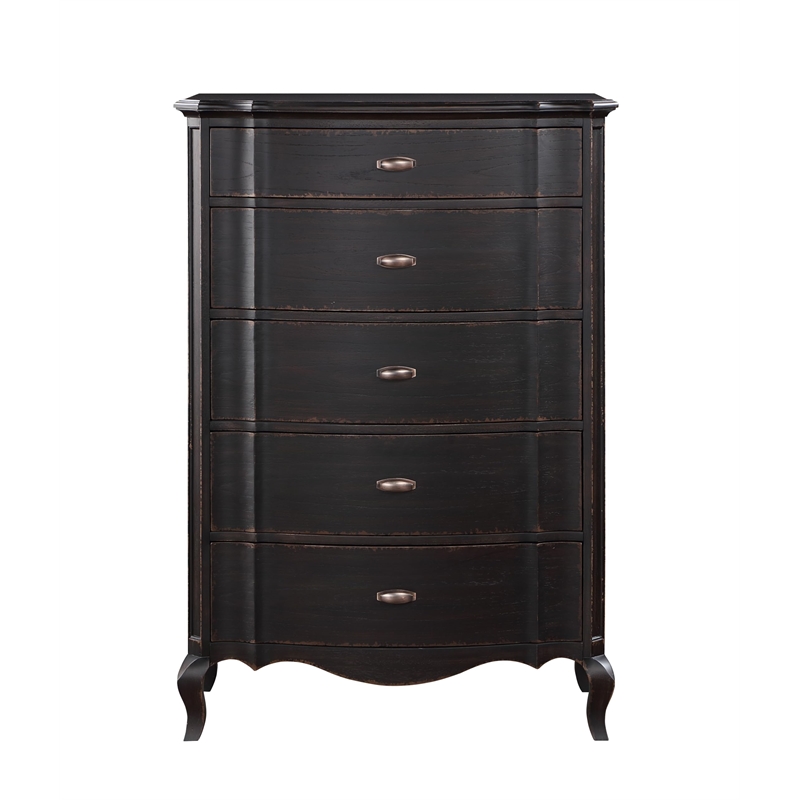 Pemberly Row 5-Drawer Contemporary Wood Chest in Antique Black